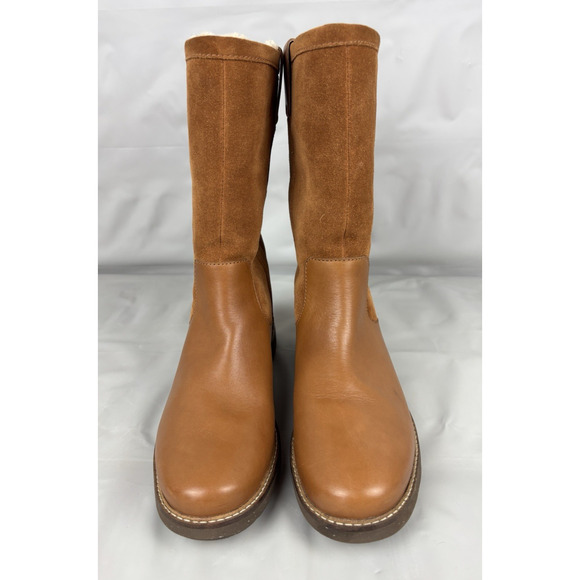 Clarks Glick Elmfield Leather Suede Shearling Winter Boots Womens 9.5 M Tan - Picture 4 of 13